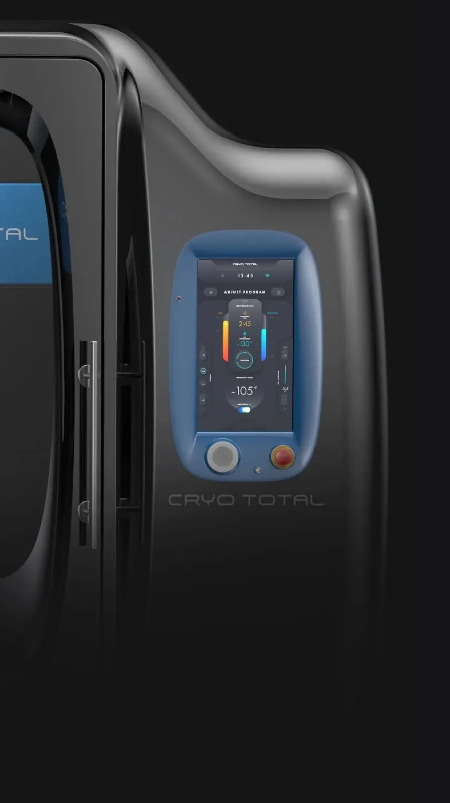 Cryo Total tam vücut kriyoterapi ünitesi, yandan görünüm