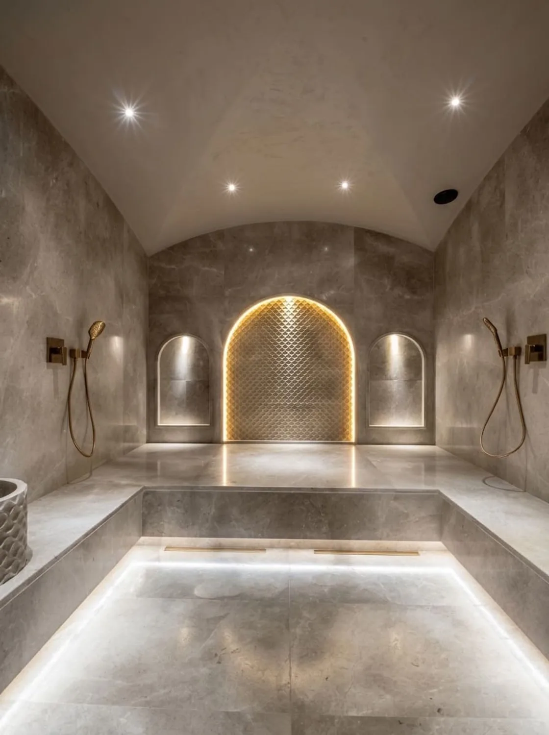 Emirates Hills villasında hamam, karşılıklı kurnalar ve gömme havuz