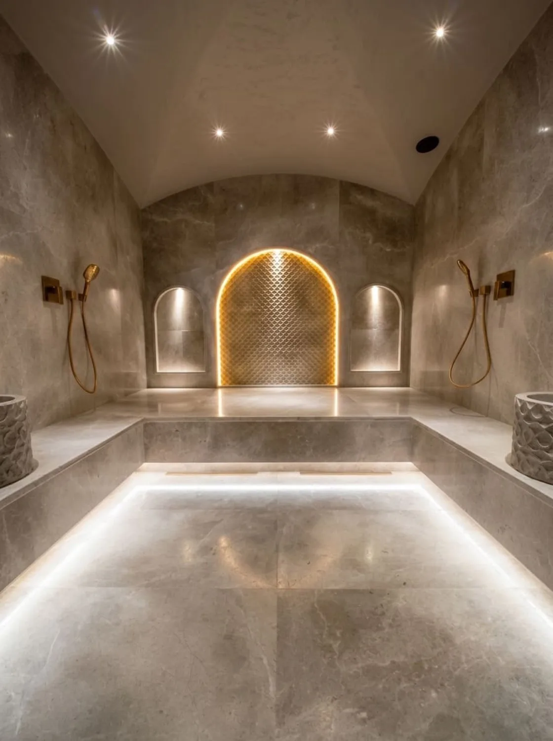 Emirates Hills villasında hamam, aydınlatmalı nişler ve sıcak havuz