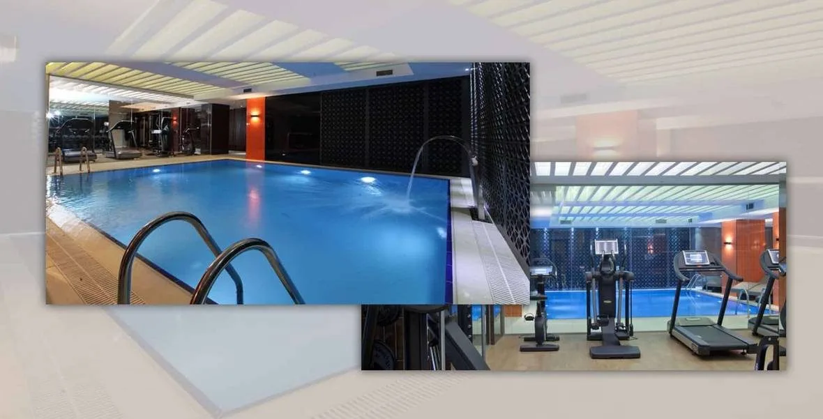 Victory Hotel kapalı havuzu ve yanında fitness alanı — genel görünüm