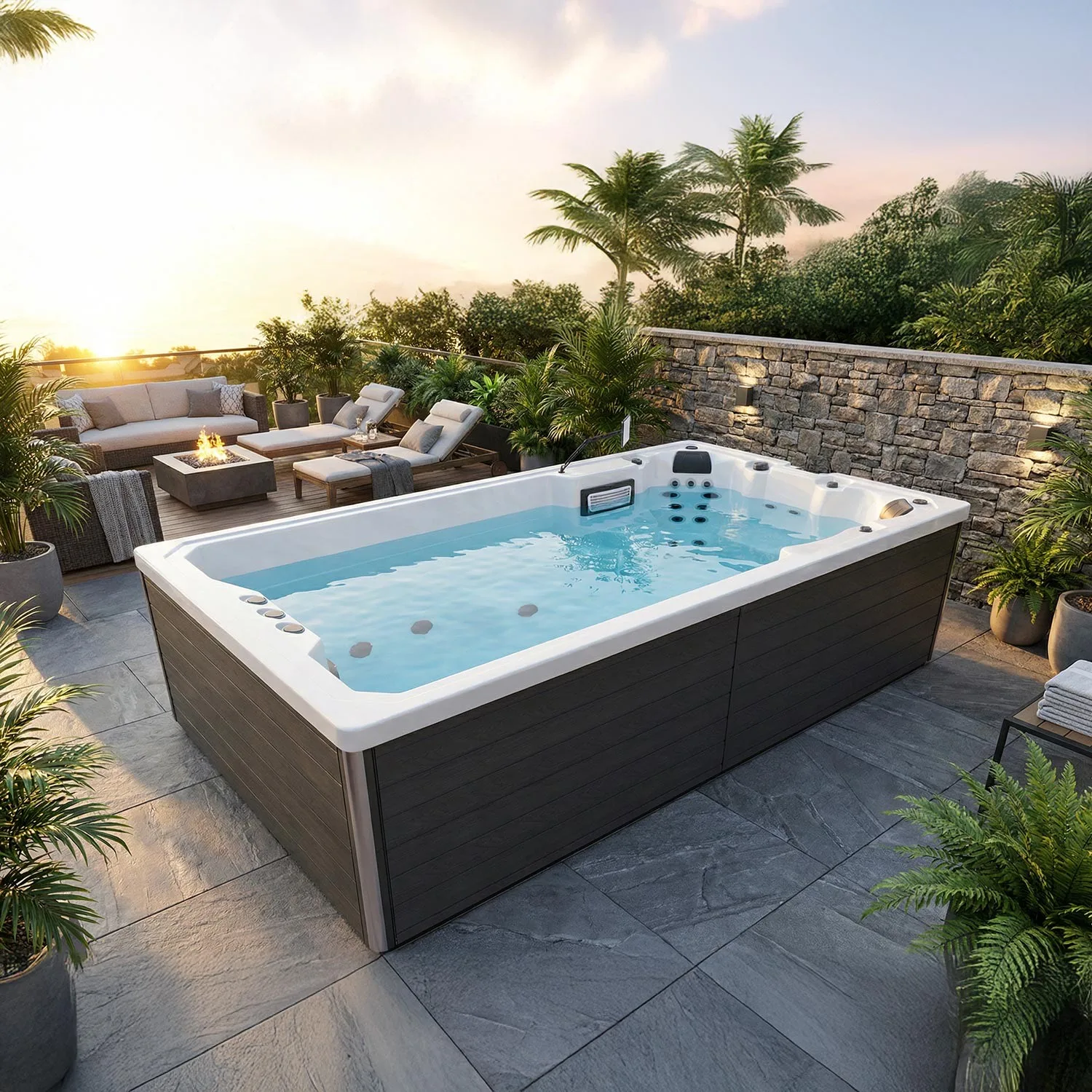 Wellis Elba Deluxe, akşam terasında aydınlatmalı