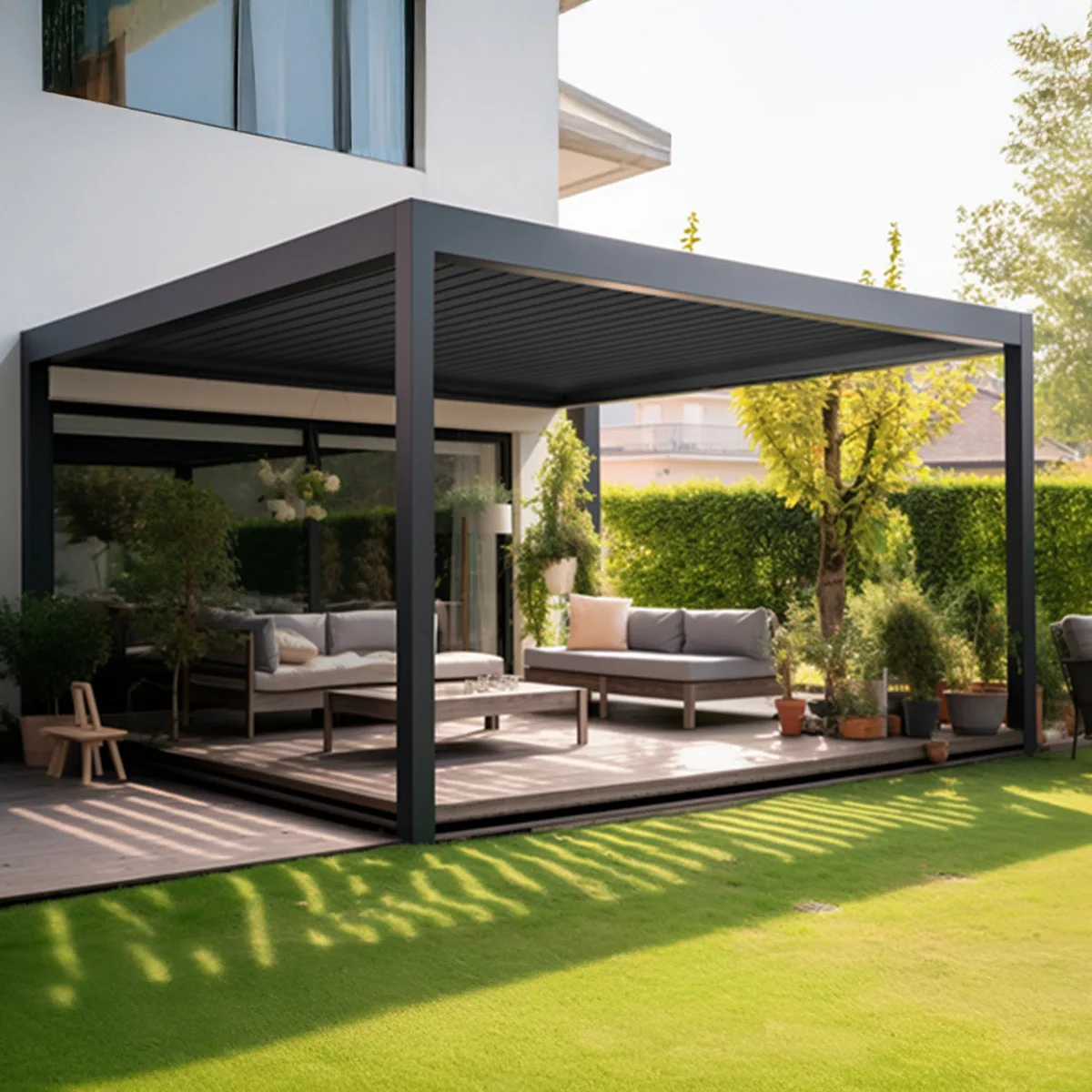 Wellis MotionFlex 300 manuel yan perde, bahçe oturma düzeniyle