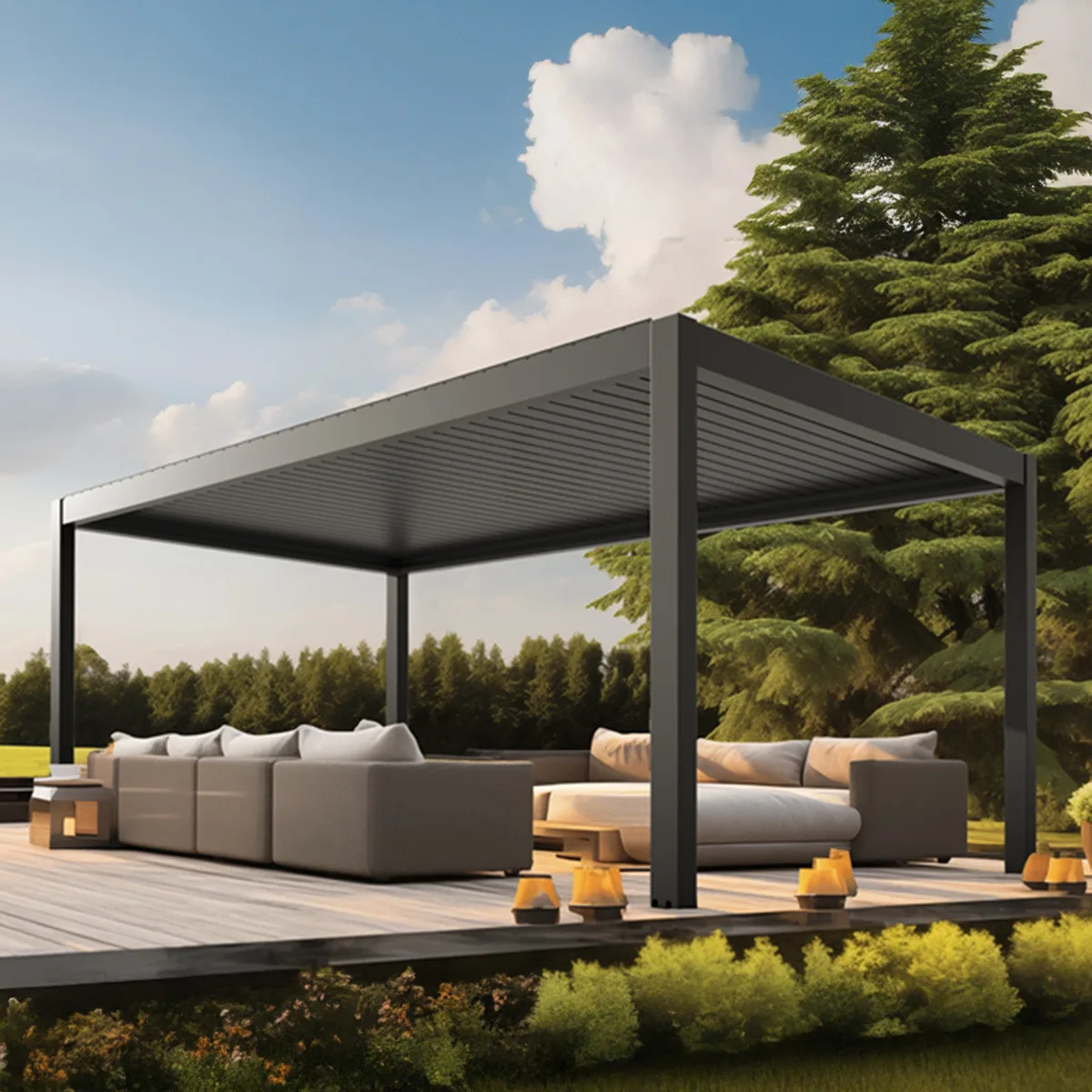 Wellis MotionFlex 600 bioklimatik pergola, geniş oturma alanıyla